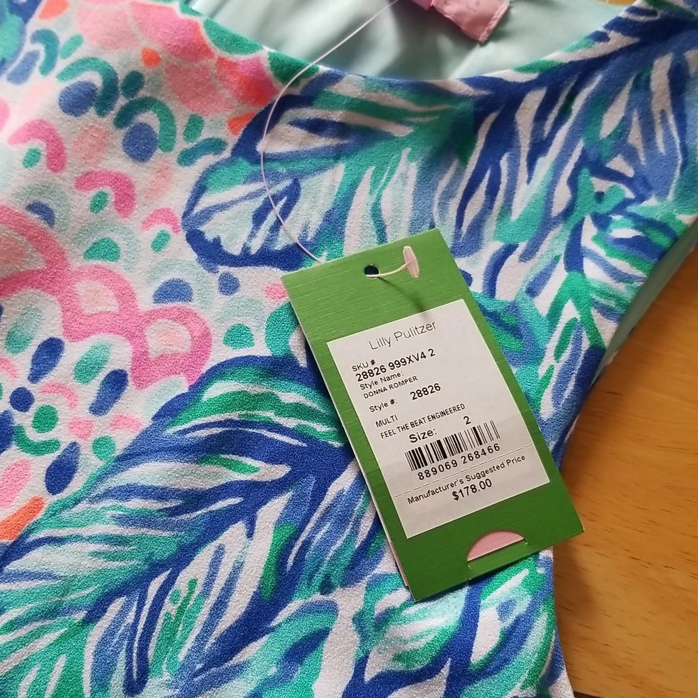 Lilly Pulitzer Donna Romper Feel The Beat Engineered,  Size 2 $178 - Picture 8 of 16